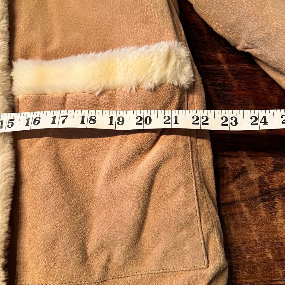 Braefair Leather Double-Breasted Faux Fur Coat L - Picture 7 of 14
